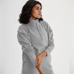 Girlfriend Collective Heather Grey 50/50 Half-Zip Sweatshirt